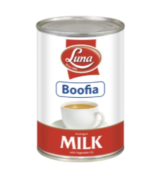 Luna Boofia milk can on a white background