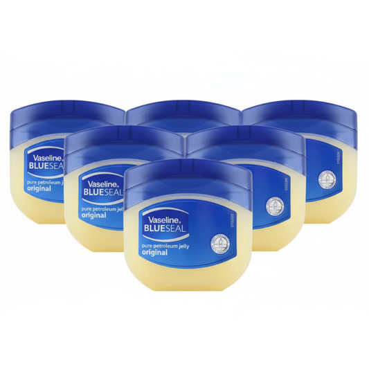Vaseline Blue Seal petroleum jelly jar on a white background