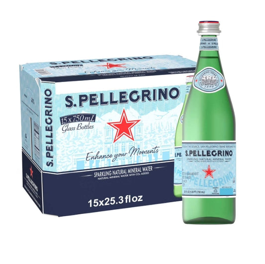 S Pellegrino Sparkling Natural Mineral Water 25.3oz 15pk.