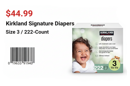 Kirkland Signature Diapers Sizes 3/ 222-count