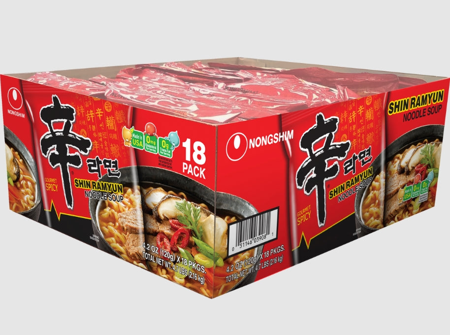Shin Ramyun Noodle Soup Gourmet Spicy 4.2oz 18ct
