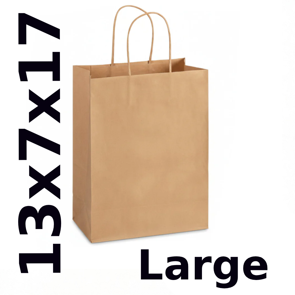 paper Bag with handle Brown large 13x7x17 250pcs