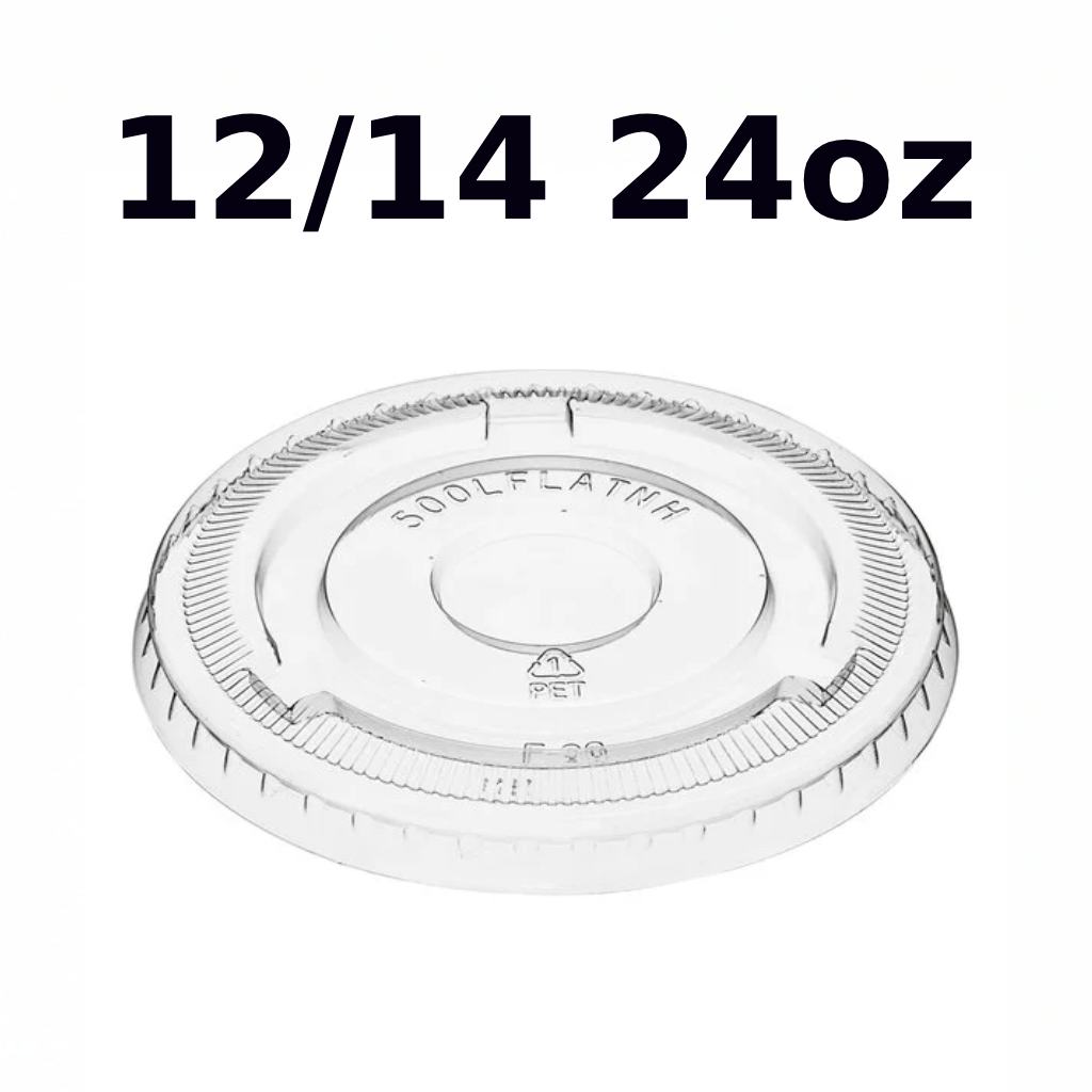Flat Clear Cup Lid 12/24 24oz Straw Slot Pet 1000ct 98mm