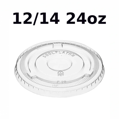 Flat Clear Cup Lid 12/24 24oz Straw Slot Pet 1000ct 98mm