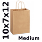 paper Bag with handle Brown medium 10x7x12 250pcs