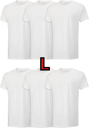 American Loom T Shirts White L 6pk