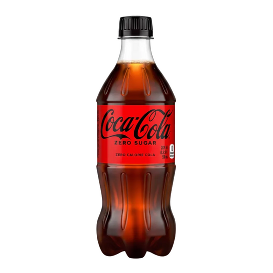 Coca-Cola Zero Sugar bottle and 24-pack on a white background
