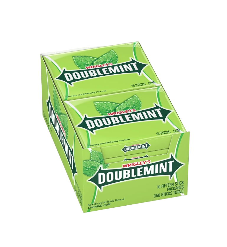 WRIGLEY'S DOUBLEMINT Mint Gum 15 Stick 10Pack
