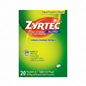Zyrtec allergy medication packaging on a white background