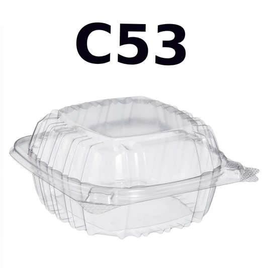 Dart Clear Seal Lid Plastic Container C53PST1 - 5 1/4" x 5 3/8" x 2 5/8" - 4x125/Pack