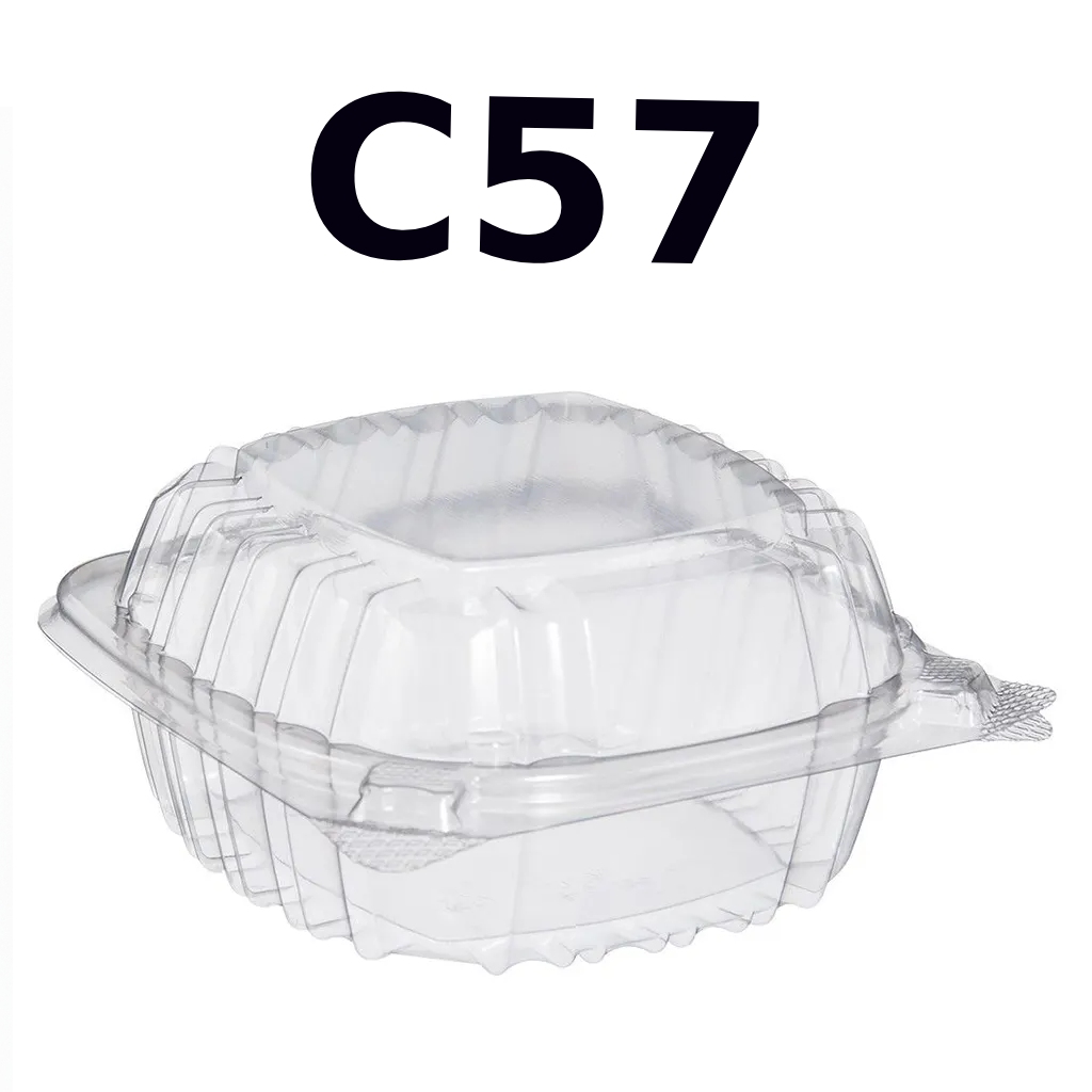 Dart Clear Seal Hinged Lid Plastic Container C57PST1 - 6" x 5 13/16" x 3" - 500ct