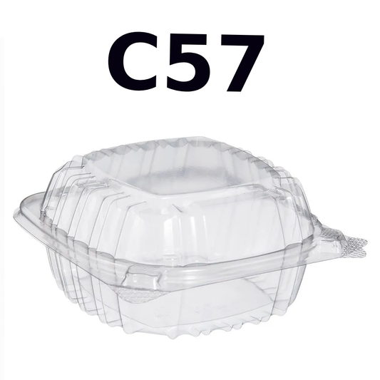 Dart Clear Seal Hinged Lid Plastic Container C57PST1 - 6" x 5 13/16" x 3" - 500ct