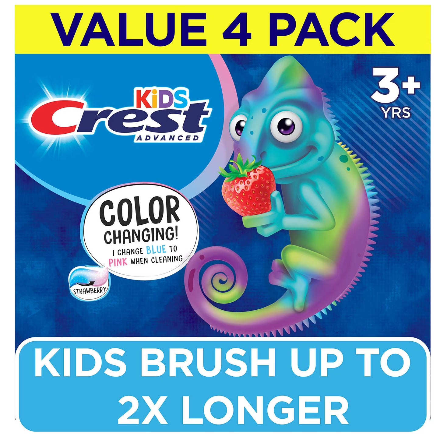 Crest Kid's Advanced Color Changing Toothpaste Strawberry 4.2oz 4pk.