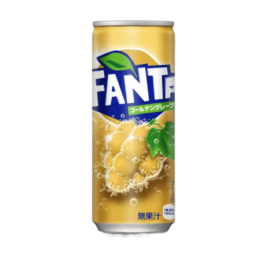 Fanta can with lemon graphic on a white background