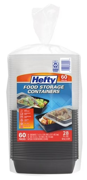 Hefty Food Storage Containers with Lids, 28 oz., 60 pc.