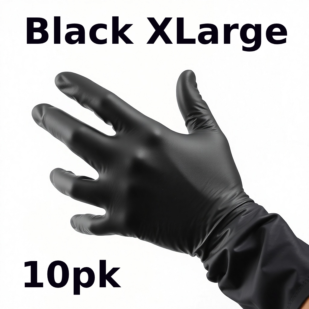 Gloves Xlarge Black Nitrile 100 x 10pck