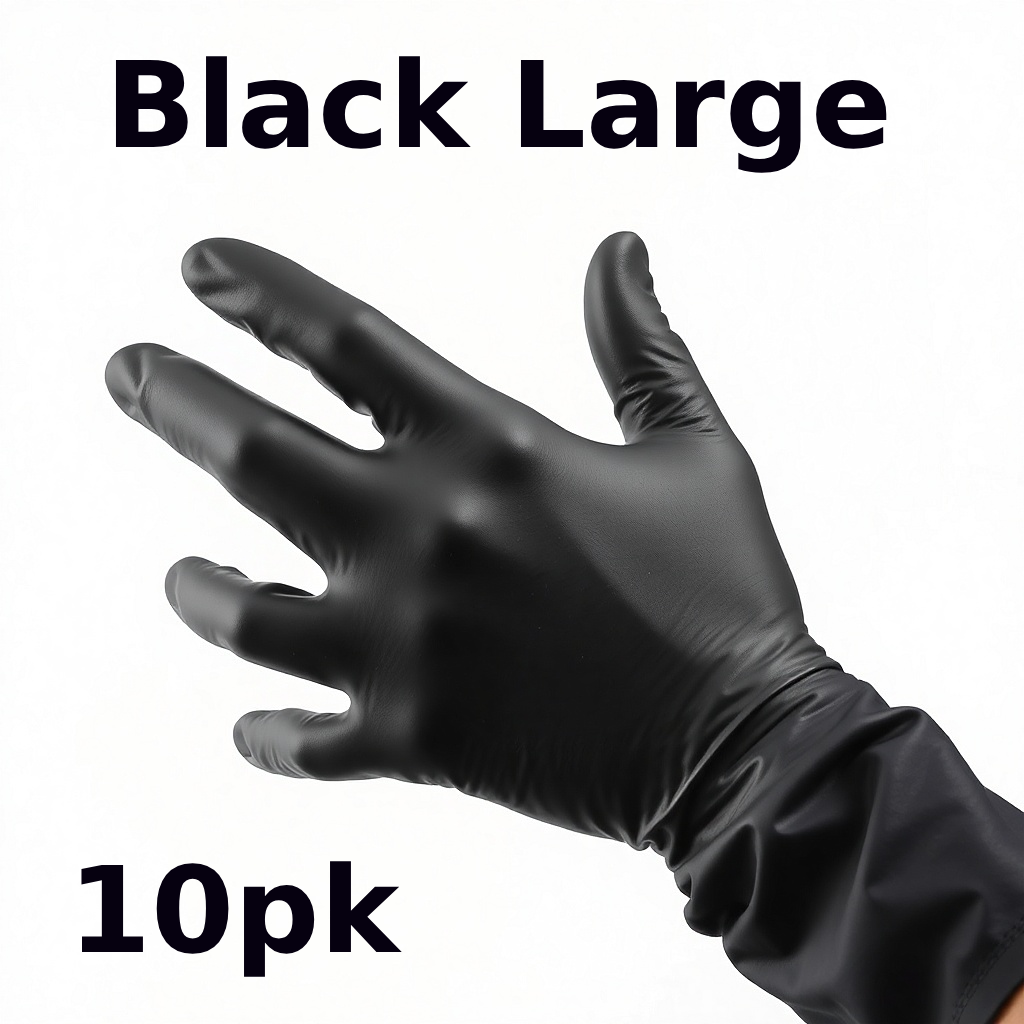 Gloves Large Black Nitrile 100 x 10pck