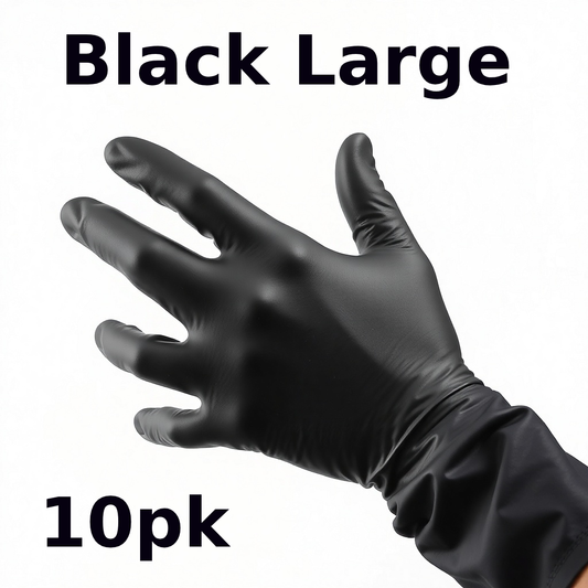Gloves Large Black Nitrile 100 x 10pck