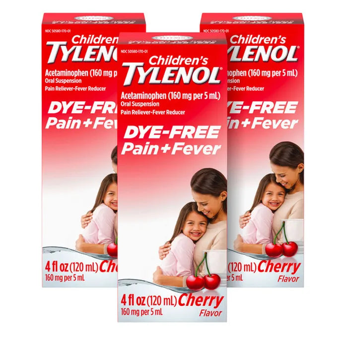 Children's Tylenol Pain + Fever Dye-Free Medicine Grape Flavor 3 x4oz.