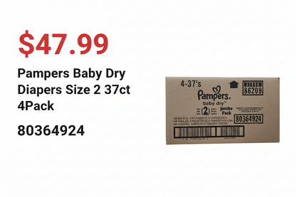 Pampers Baby Dry Diapers Size 2 37ct 4Pack