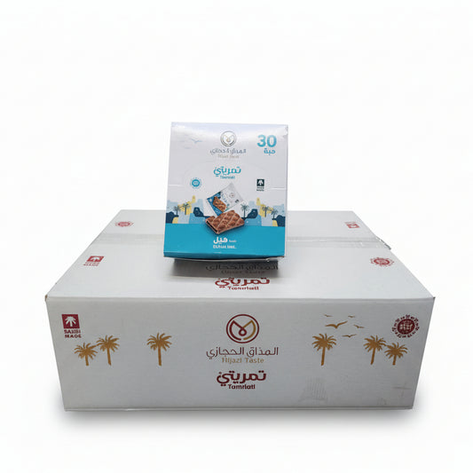 Large box with palm tree design in a warehouse setting