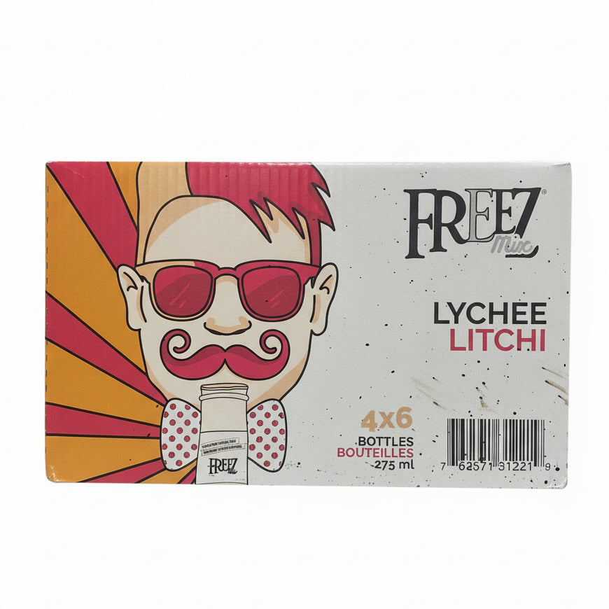 Packaging of FREEZ Lychee Litchi in a store setting