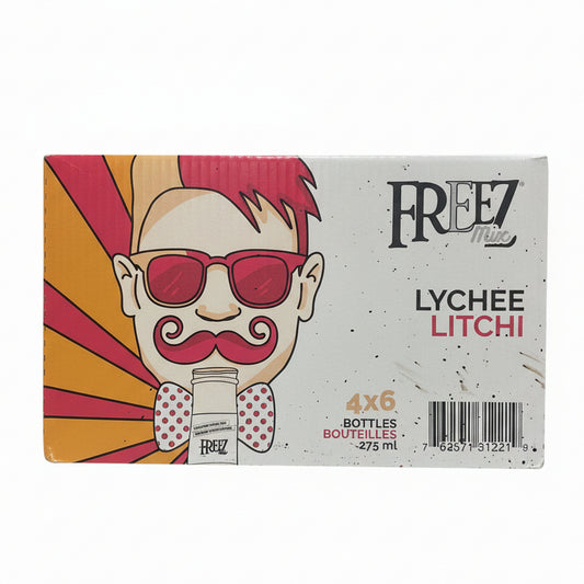 Packaging of FREEZ Lychee Litchi in a store setting
