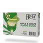 Box of Frey Apple & Grape bottles with a cartoon character on a store shelf.