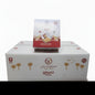 Product packaging with brand logo in a warehouse setting