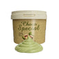 Container of Choco Special spread cream with a white lid on a light beige background