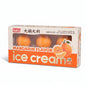 A box of Aiko Mandarin Flavor Ice Cream bottles displayed in a warehouse or store setting, with green-capped bottles visible in the foreground and other products in the background.