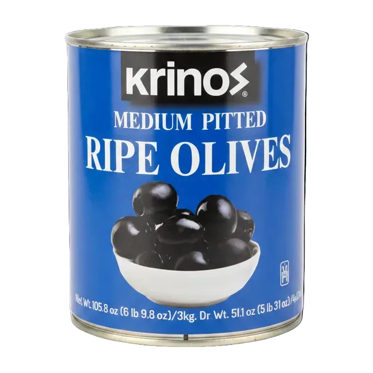 Krinos Medium Pitted Ripe Olives 105.8oz (6lb)