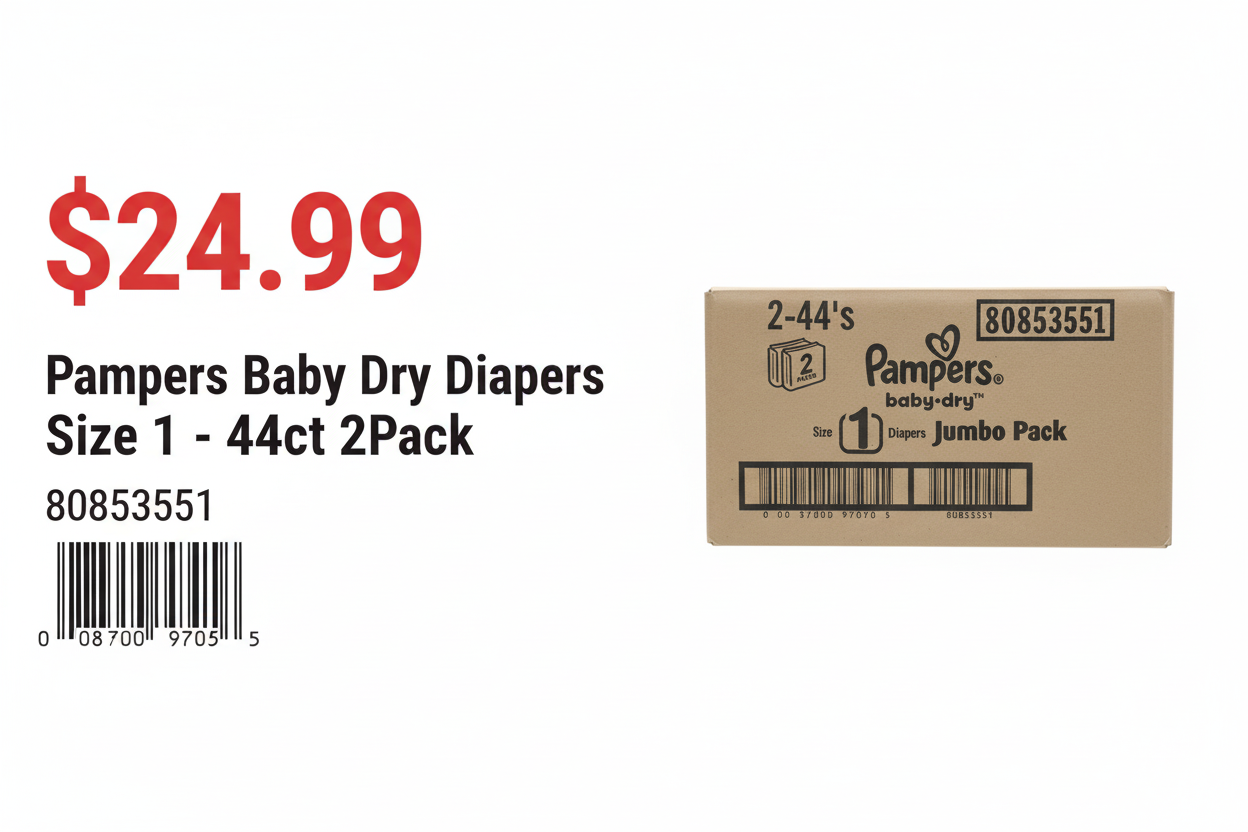 Pampers Baby Dry Diapers Size 1 44ct 2Pack