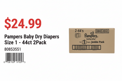 Pampers Baby Dry Diapers Size 1 44ct 2Pack