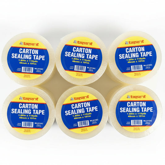 Tape It Carton Sealing Clear Tape 1.89" X 110yd 6pk
