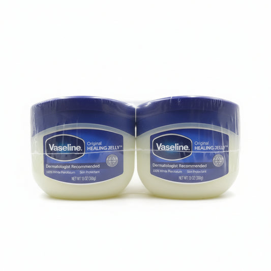 Two containers of Vaseline lip balm in a store setting