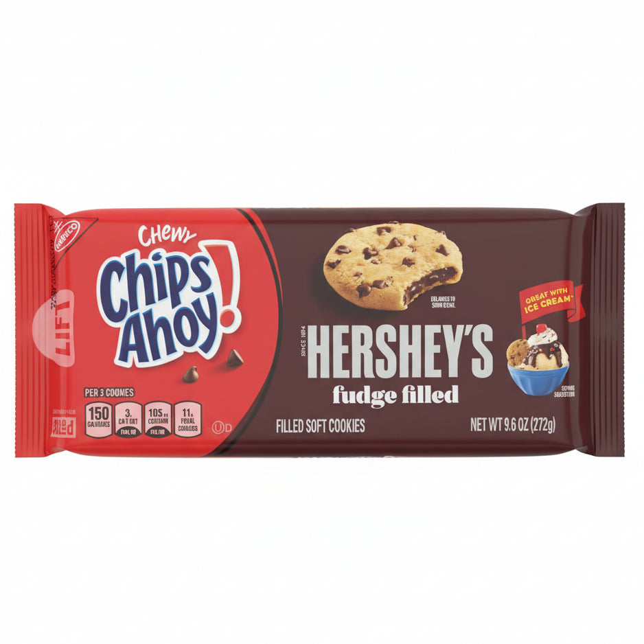 Chips Ahoy Chewy Cookies with Hershey Fudge Filling Family Size 9.6oz