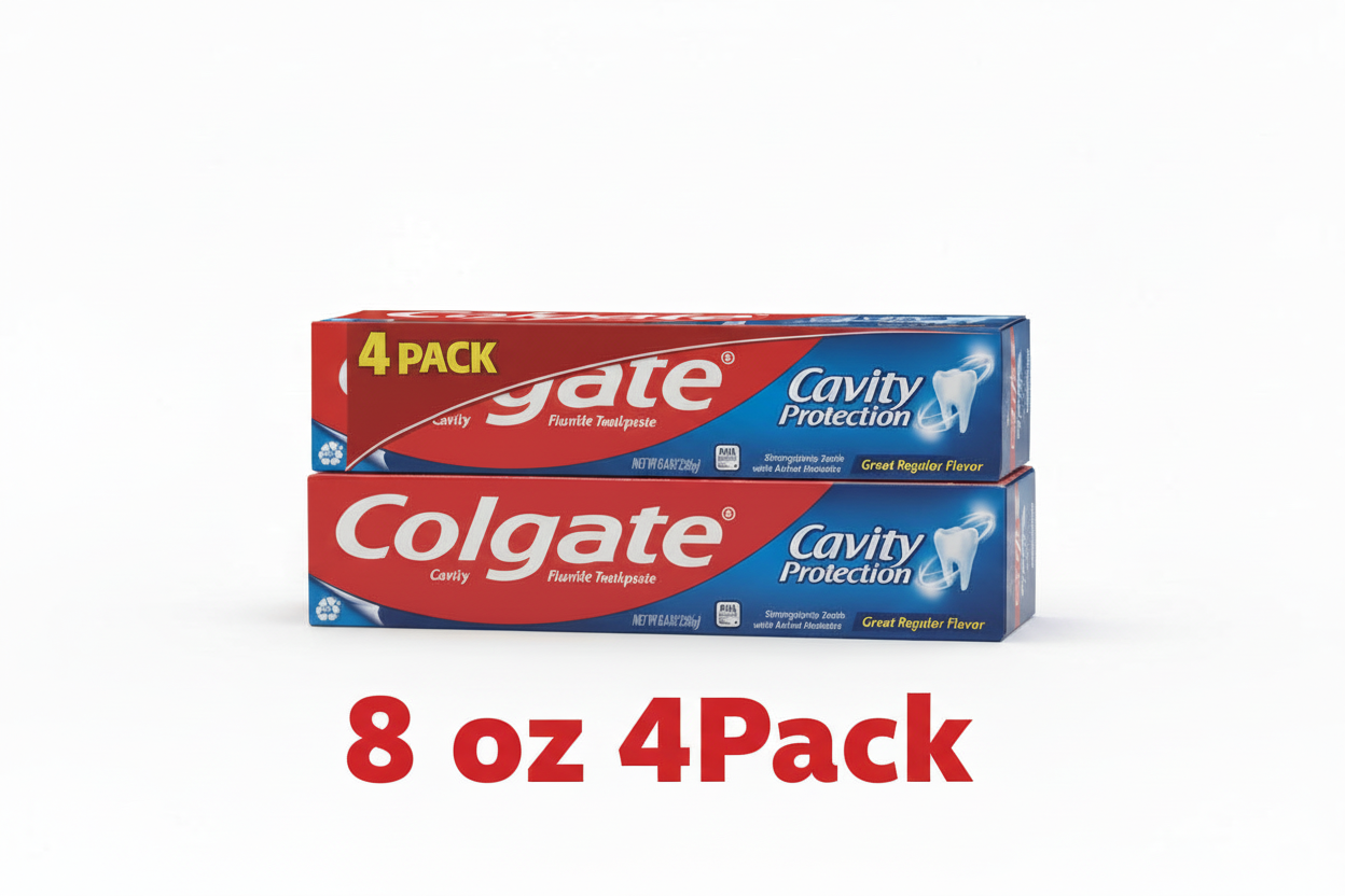 Colgate Cavity Protection Toothpaste with Fluoride Regular Flavor 8oz 4Pack