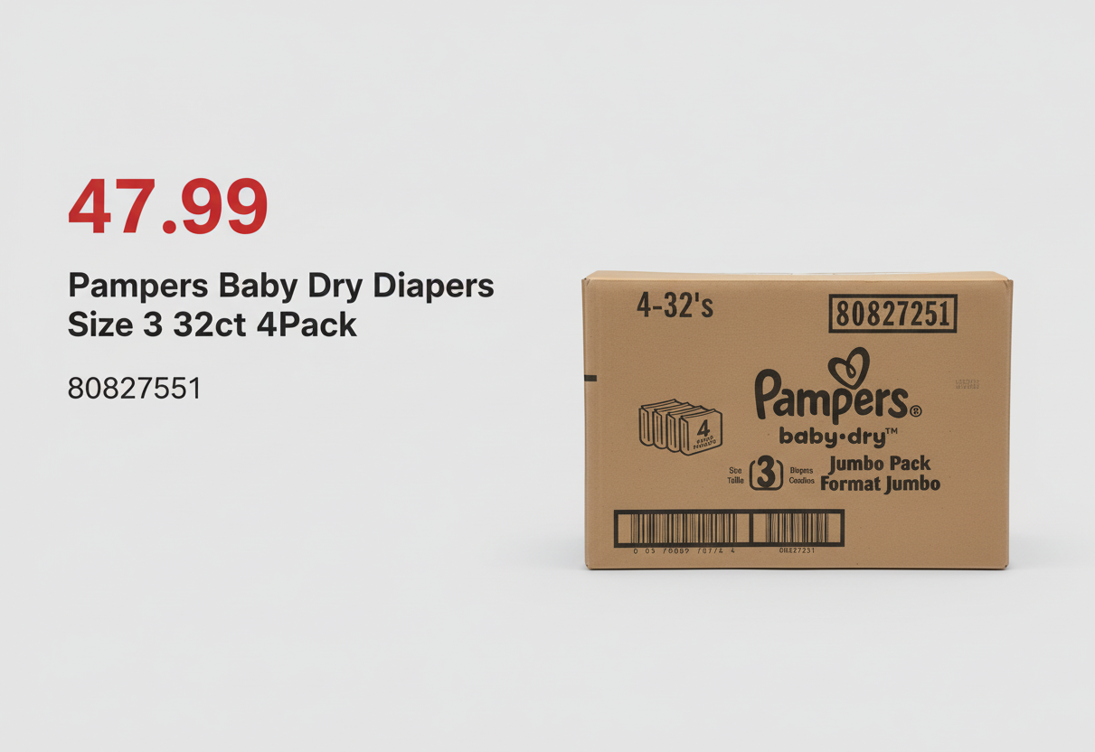 Pampers Baby Dry Diapers Size 3 32ct 4Pack