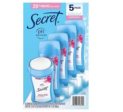 Secret Invisible Solid Powder Fresh 2.6oz 5pk.