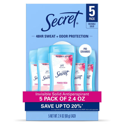 Secret Invisible Solid Powder Fresh 2.6oz 5pk.