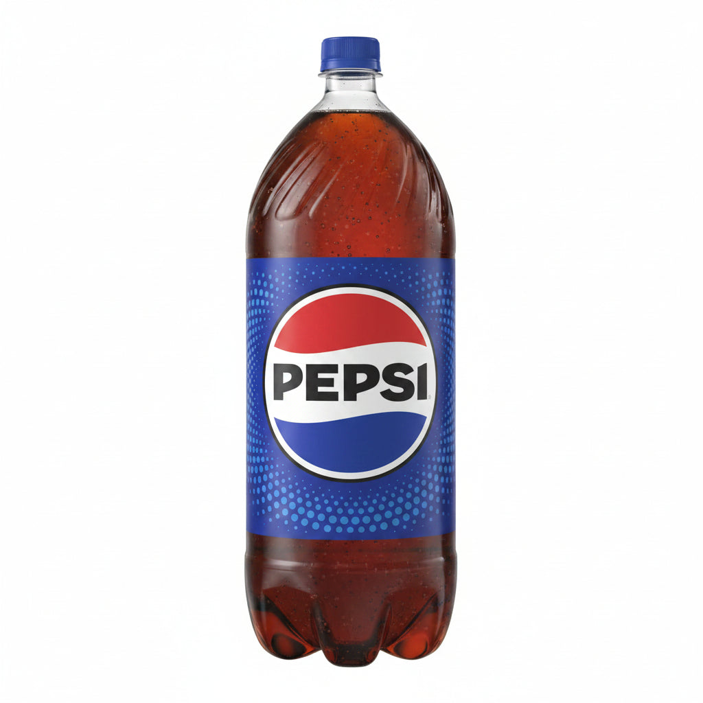 Pepsi bottle with blue label on a white background